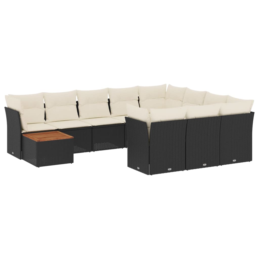 11-delige Loungeset met kussens poly rattan zwart is nu te koop bij PeponiXL, paradijselijk wonen!
