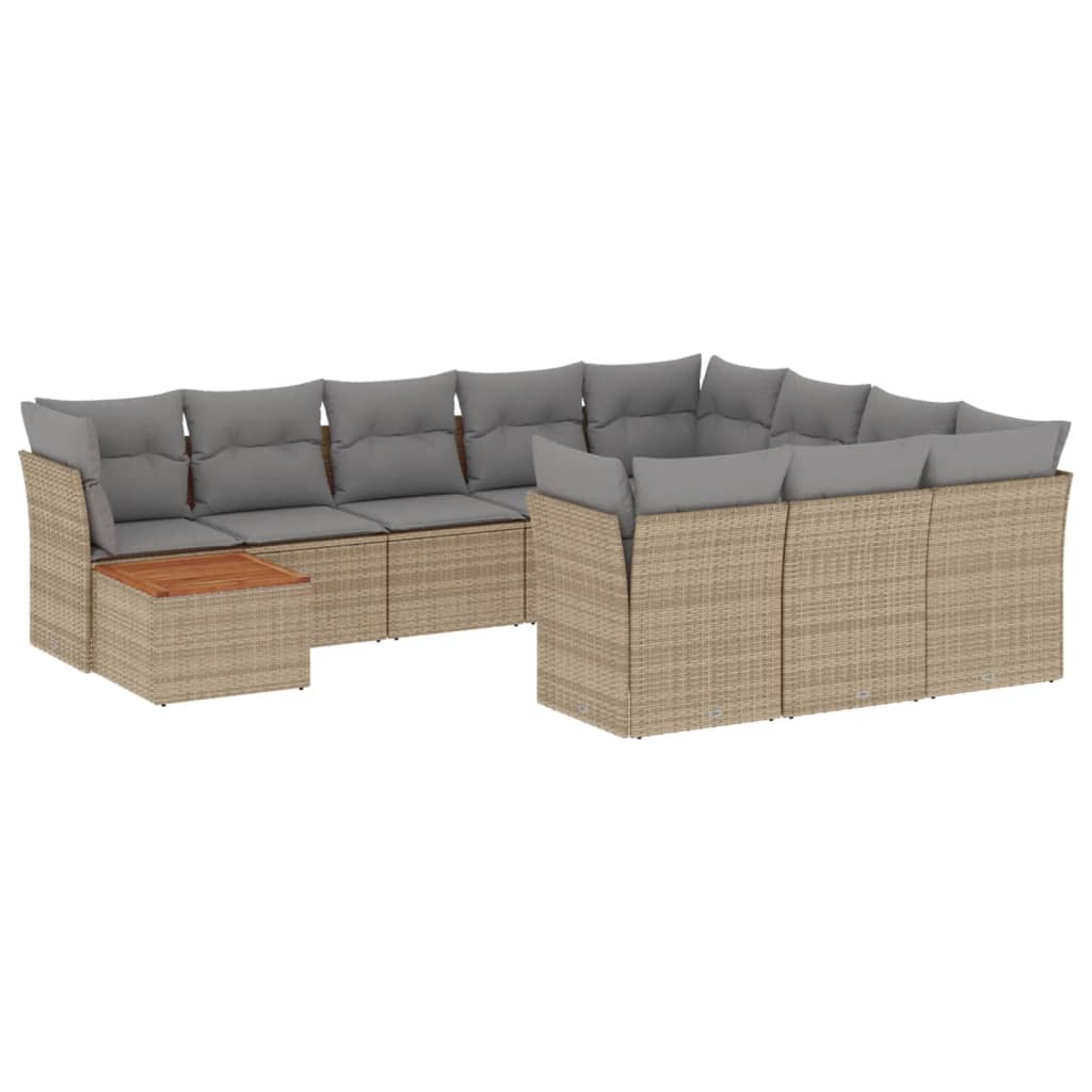 11-delige Tuinset met kussens poly rattan beige is nu te koop bij PeponiXL, paradijselijk wonen!