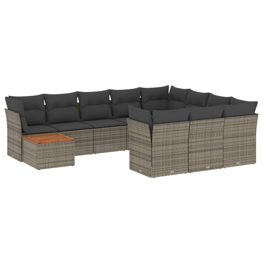 11-delige Loungeset met kussens poly rattan grijs is nu te koop bij PeponiXL, paradijselijk wonen!