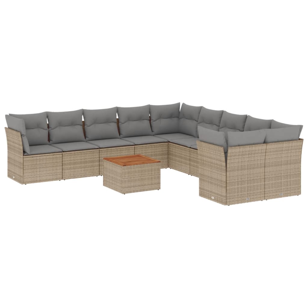 11-delige Tuinset met kussens poly rattan beige is nu te koop bij PeponiXL, paradijselijk wonen!