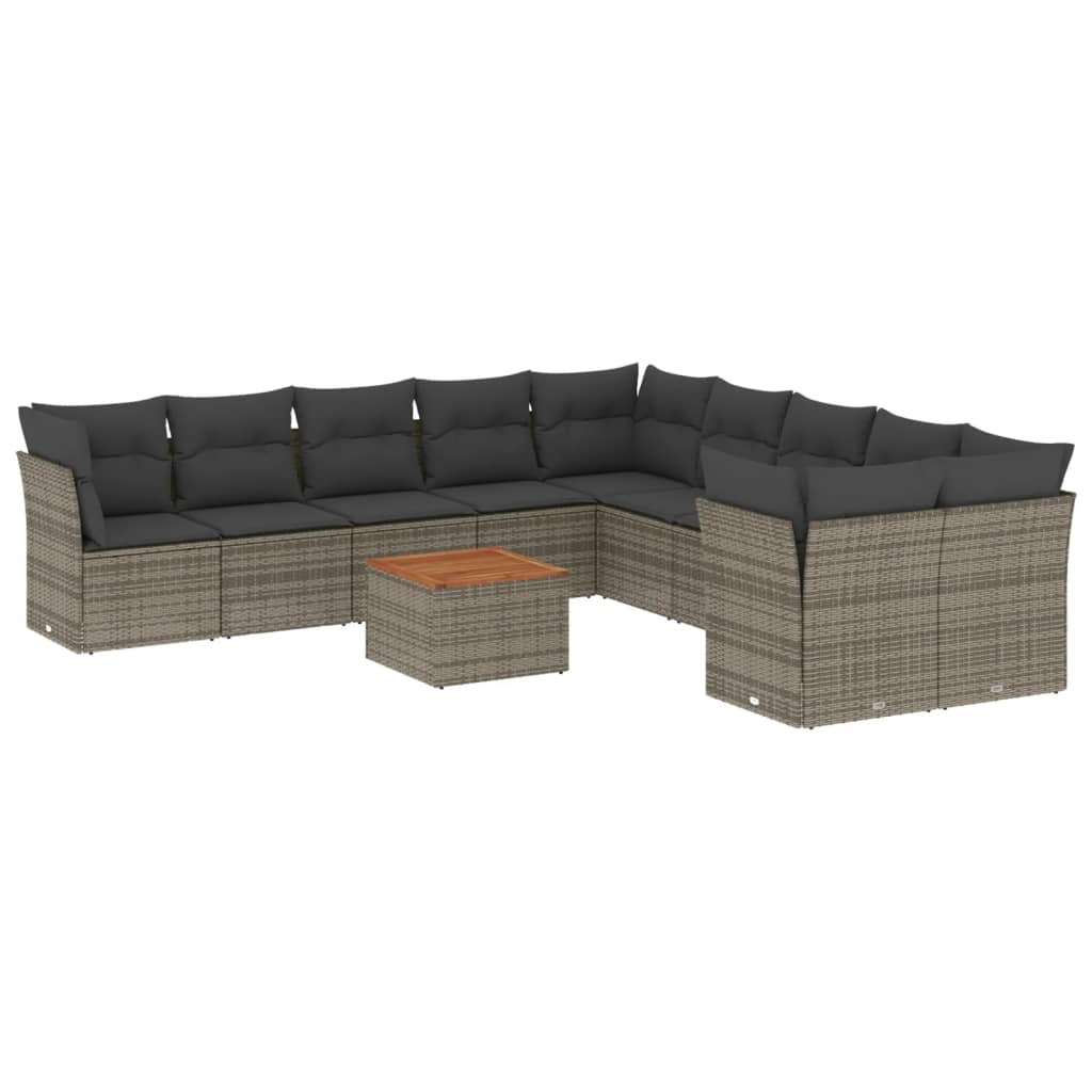 11-delige Loungeset met kussens poly rattan grijs is nu te koop bij PeponiXL, paradijselijk wonen!