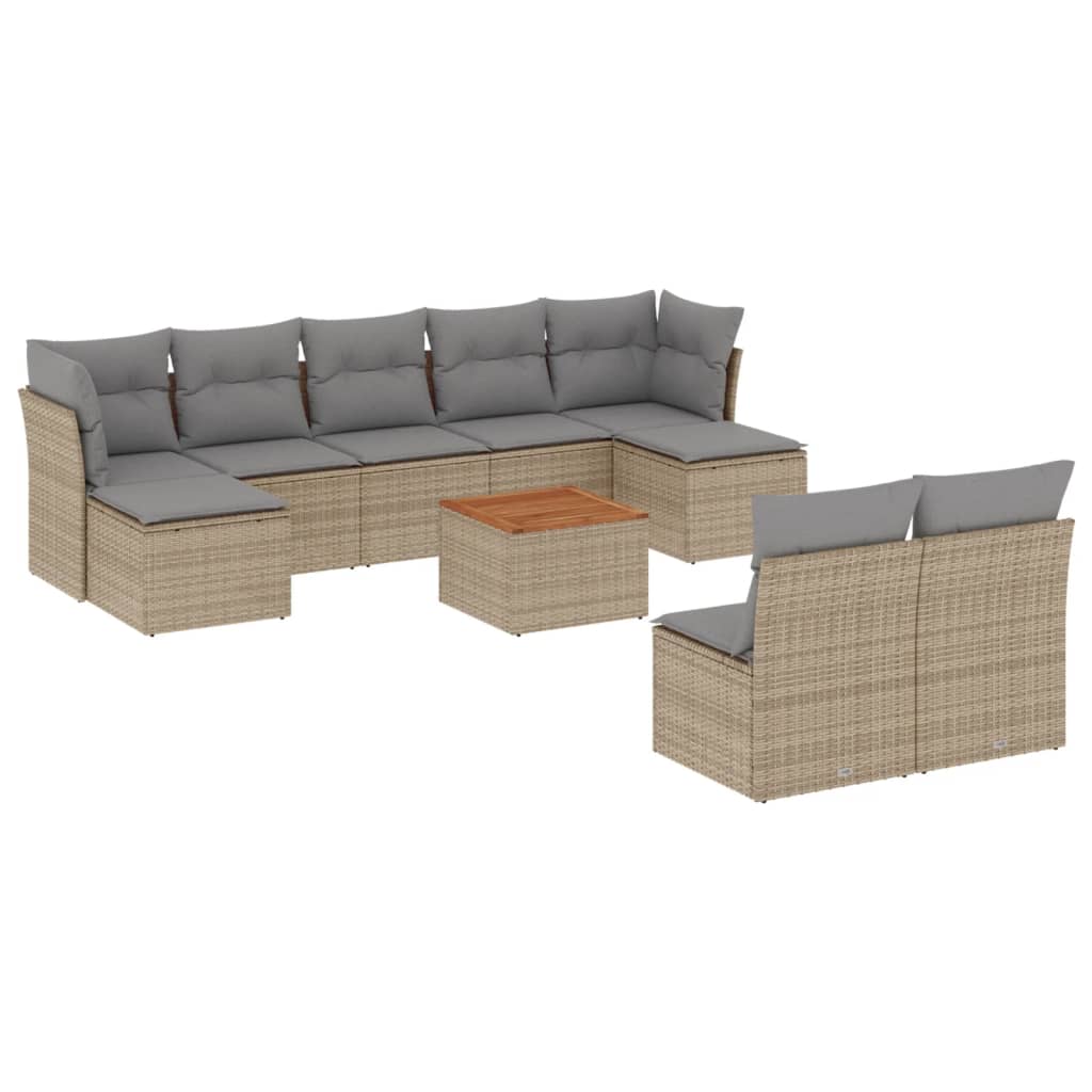10-delige Loungeset met kussens poly rattan beige is nu te koop bij PeponiXL, paradijselijk wonen!