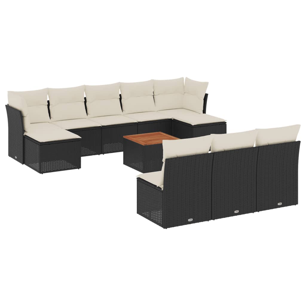 11-delige Loungeset met kussens poly rattan zwart is nu te koop bij PeponiXL, paradijselijk wonen!