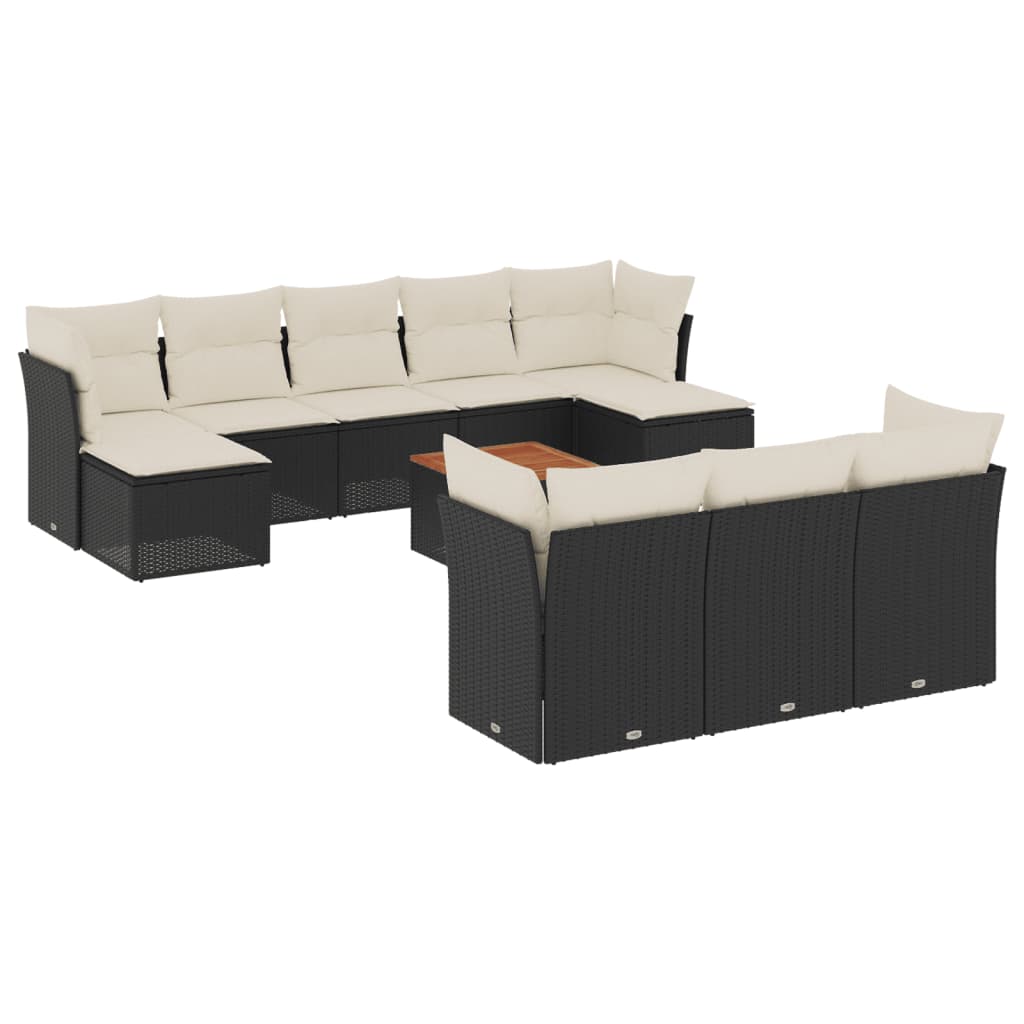 11-delige Loungeset met kussens poly rattan zwart is nu te koop bij PeponiXL, paradijselijk wonen!