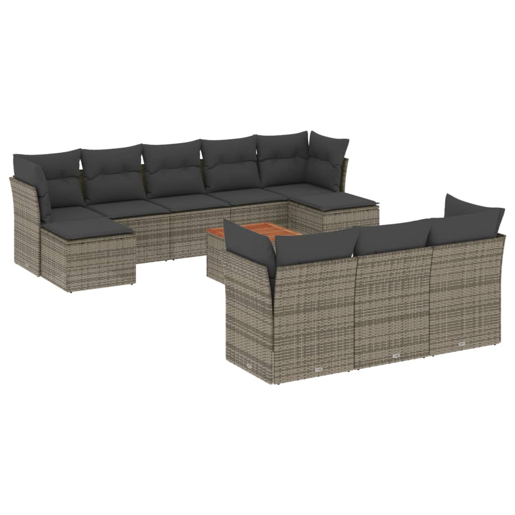 11-delige Loungeset met kussens poly rattan grijs is nu te koop bij PeponiXL, paradijselijk wonen!