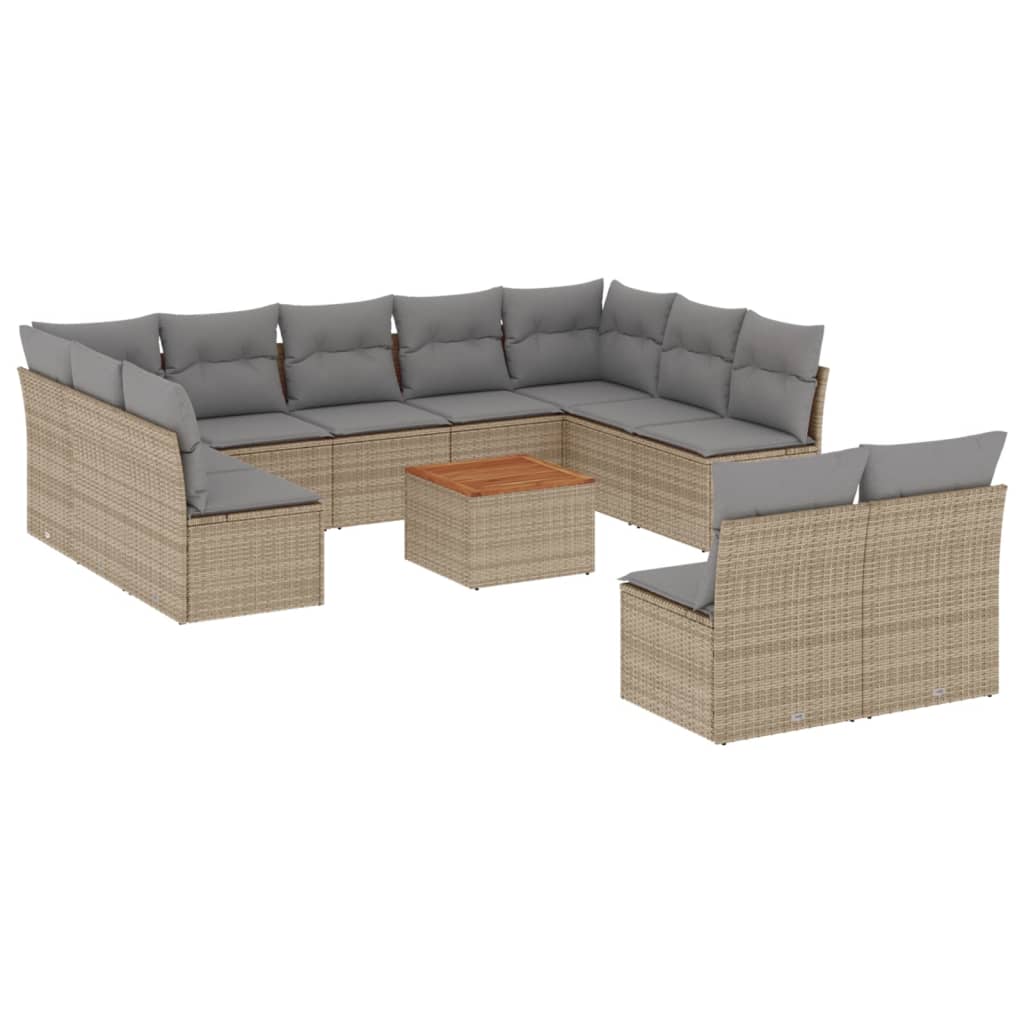 12-delige Loungeset met kussens poly rattan beige is nu te koop bij PeponiXL, paradijselijk wonen!