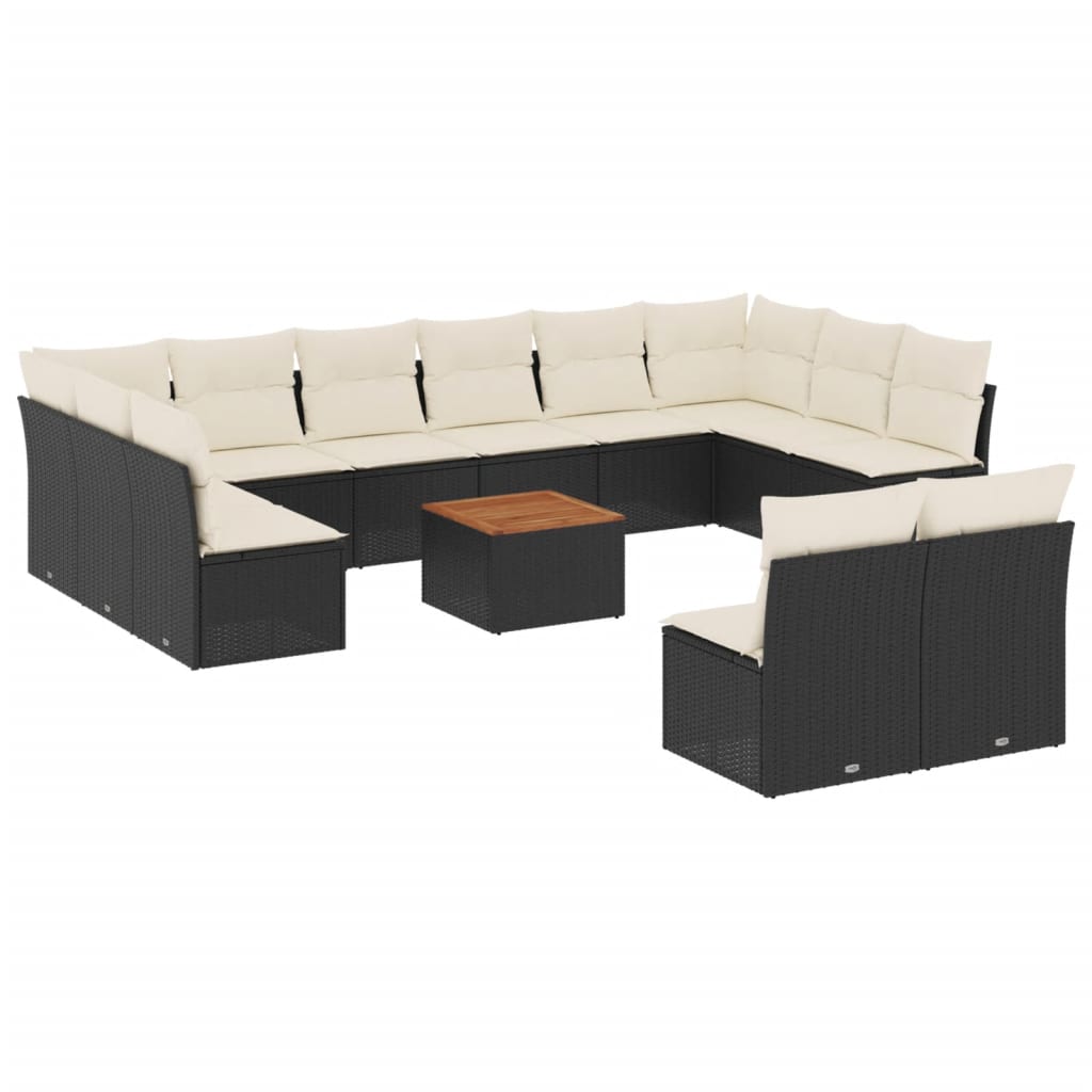 13-delige Loungeset met kussens poly rattan zwart is nu te koop bij PeponiXL, paradijselijk wonen!