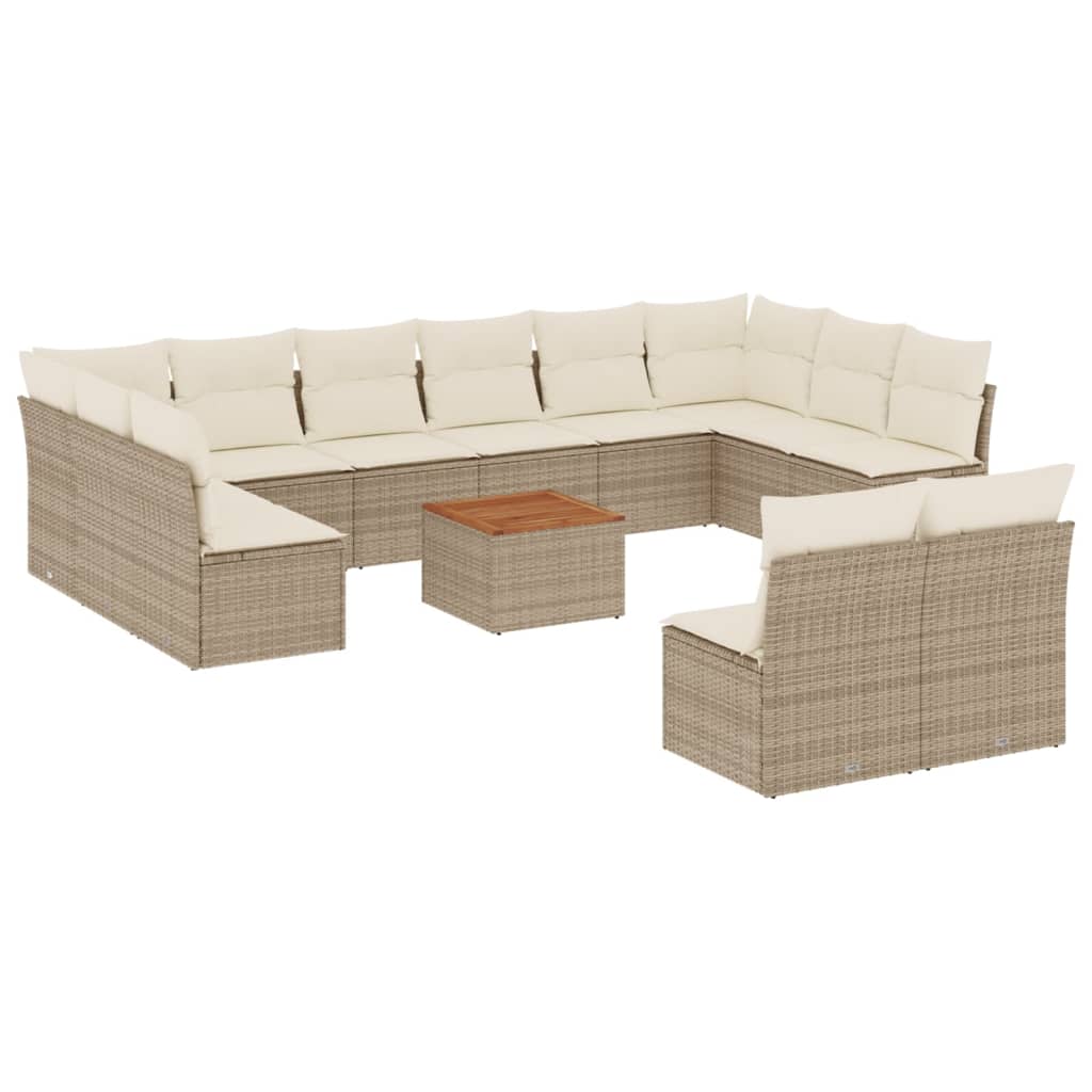 13-delige Loungeset met kussens poly rattan beige is nu te koop bij PeponiXL, paradijselijk wonen!