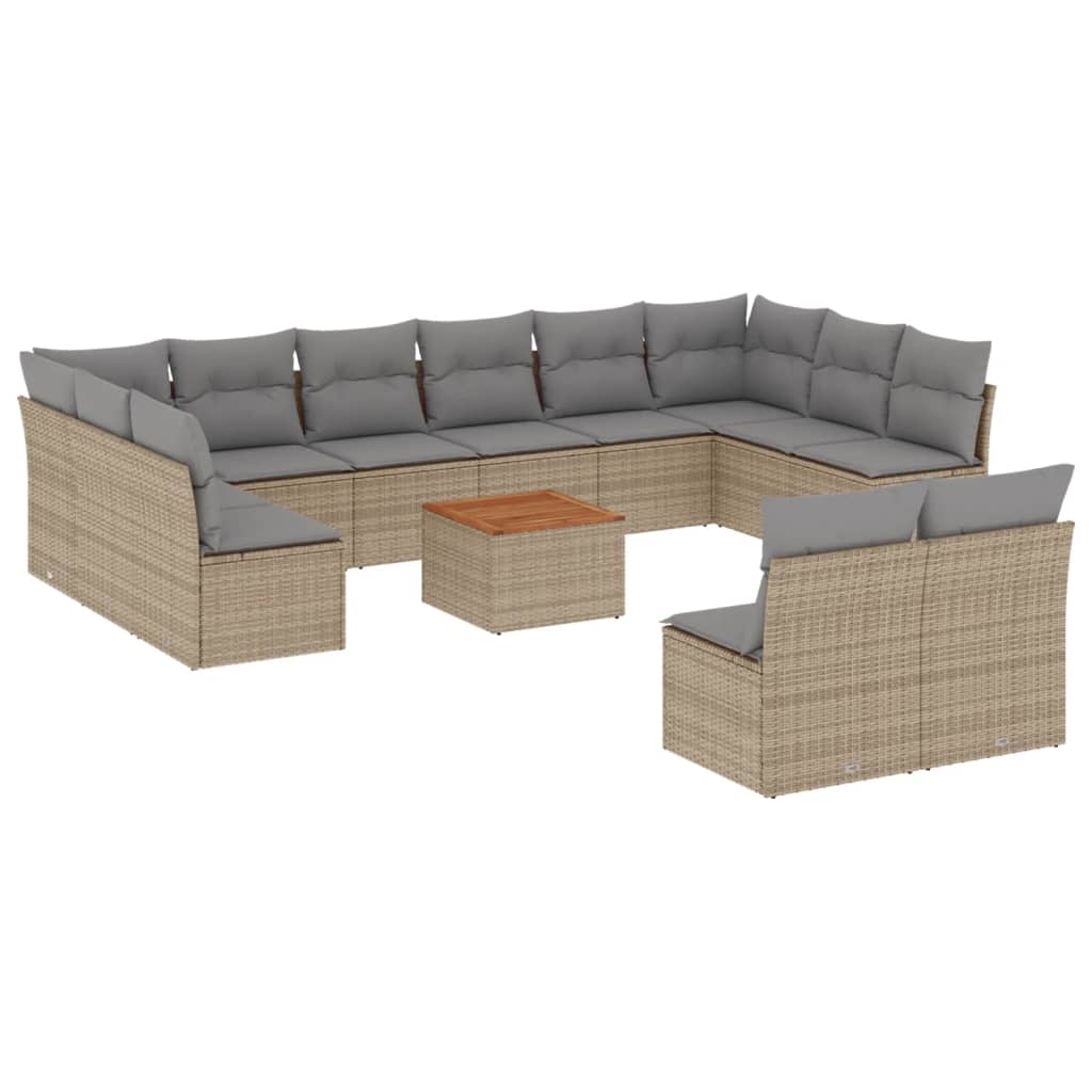 13-delige Loungeset met kussens poly rattan beige is nu te koop bij PeponiXL, paradijselijk wonen!