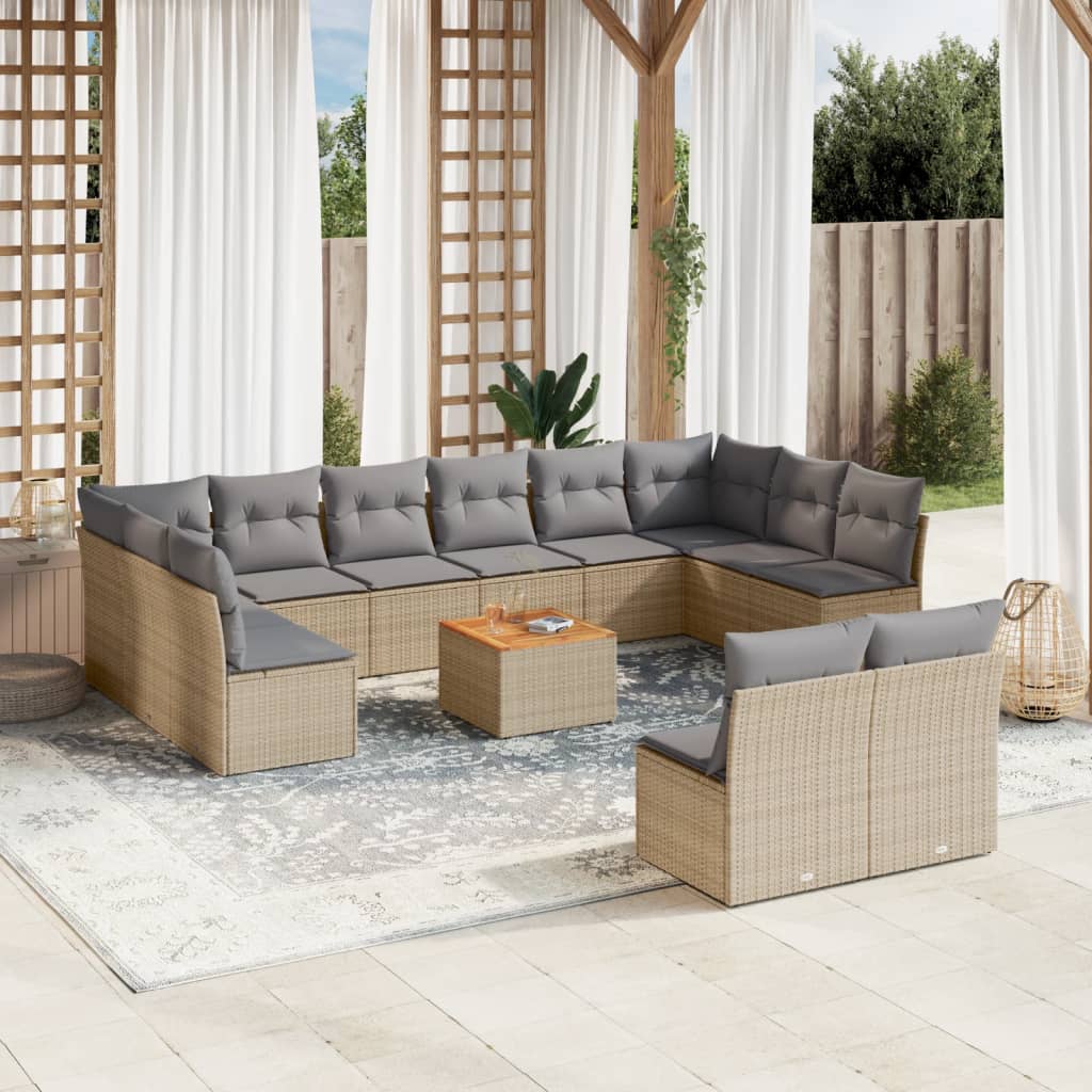 13-delige Loungeset met kussens poly rattan beige is nu te koop bij PeponiXL, paradijselijk wonen!