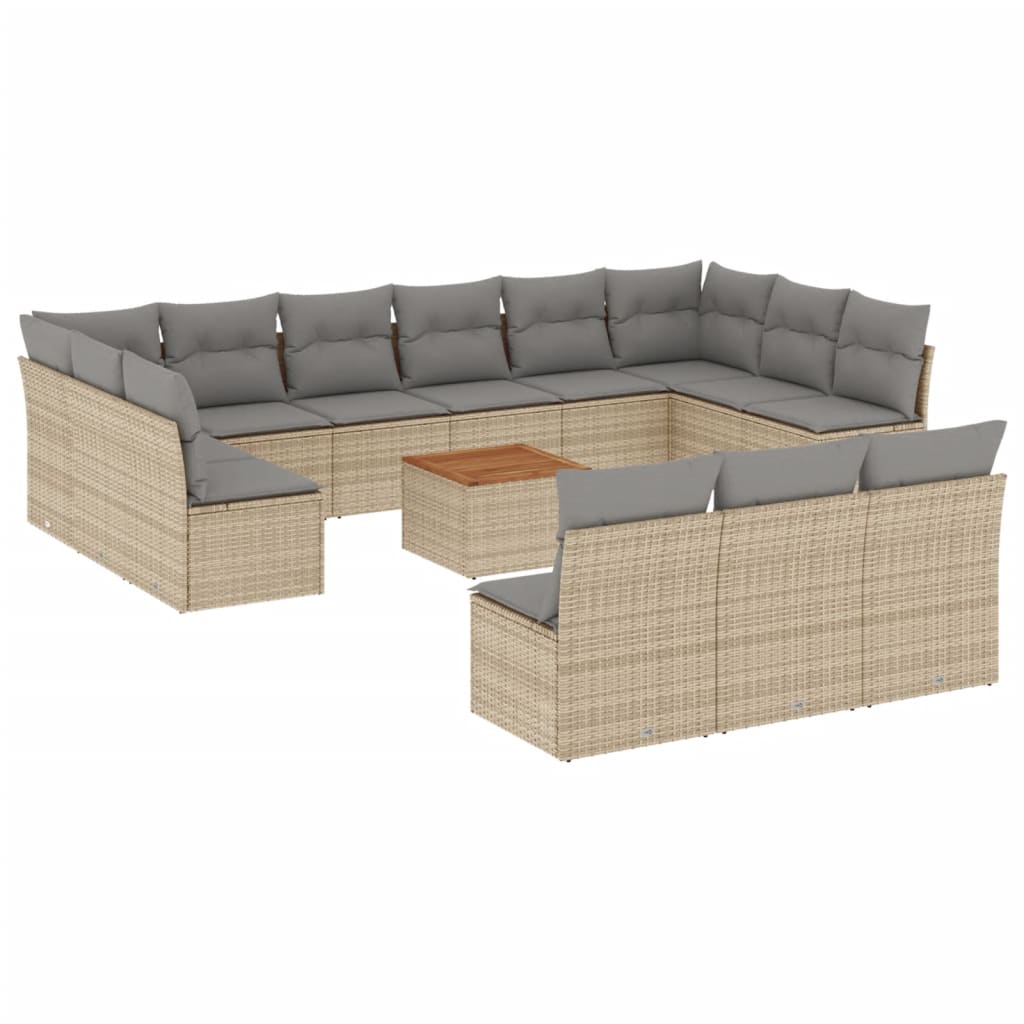 14-delige Loungeset met kussens poly rattan beige is nu te koop bij PeponiXL, paradijselijk wonen!