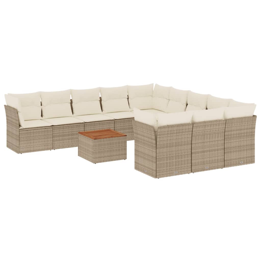 12-delige Loungeset met kussens poly rattan beige is nu te koop bij PeponiXL, paradijselijk wonen!