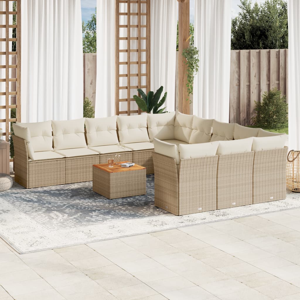 12-delige Loungeset met kussens poly rattan beige is nu te koop bij PeponiXL, paradijselijk wonen!