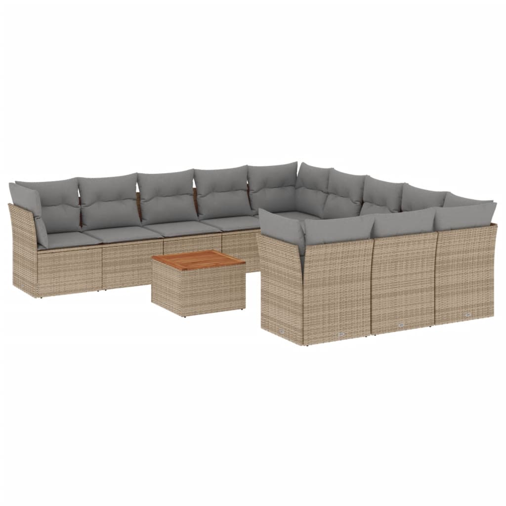 12-delige Loungeset met kussens poly rattan beige is nu te koop bij PeponiXL, paradijselijk wonen!