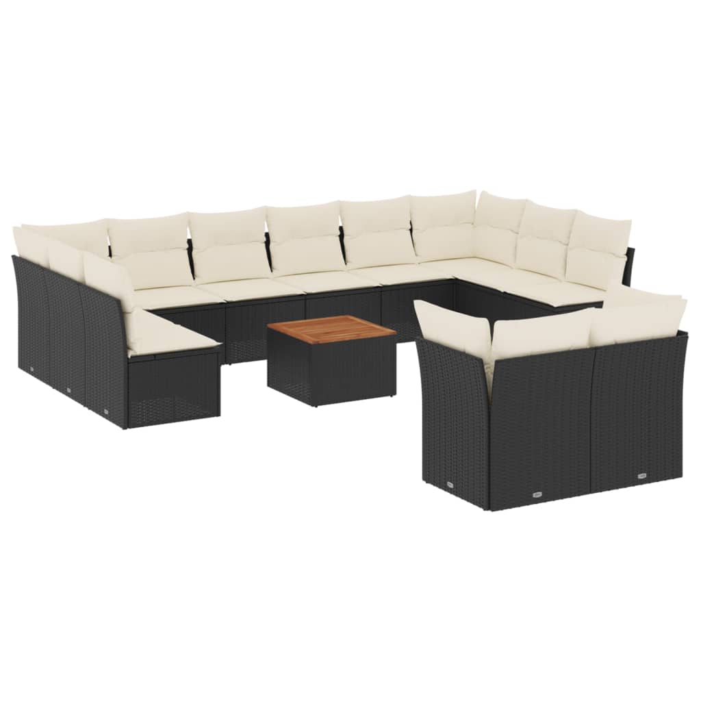 13-delige Loungeset met kussens poly rattan zwart is nu te koop bij PeponiXL, paradijselijk wonen!