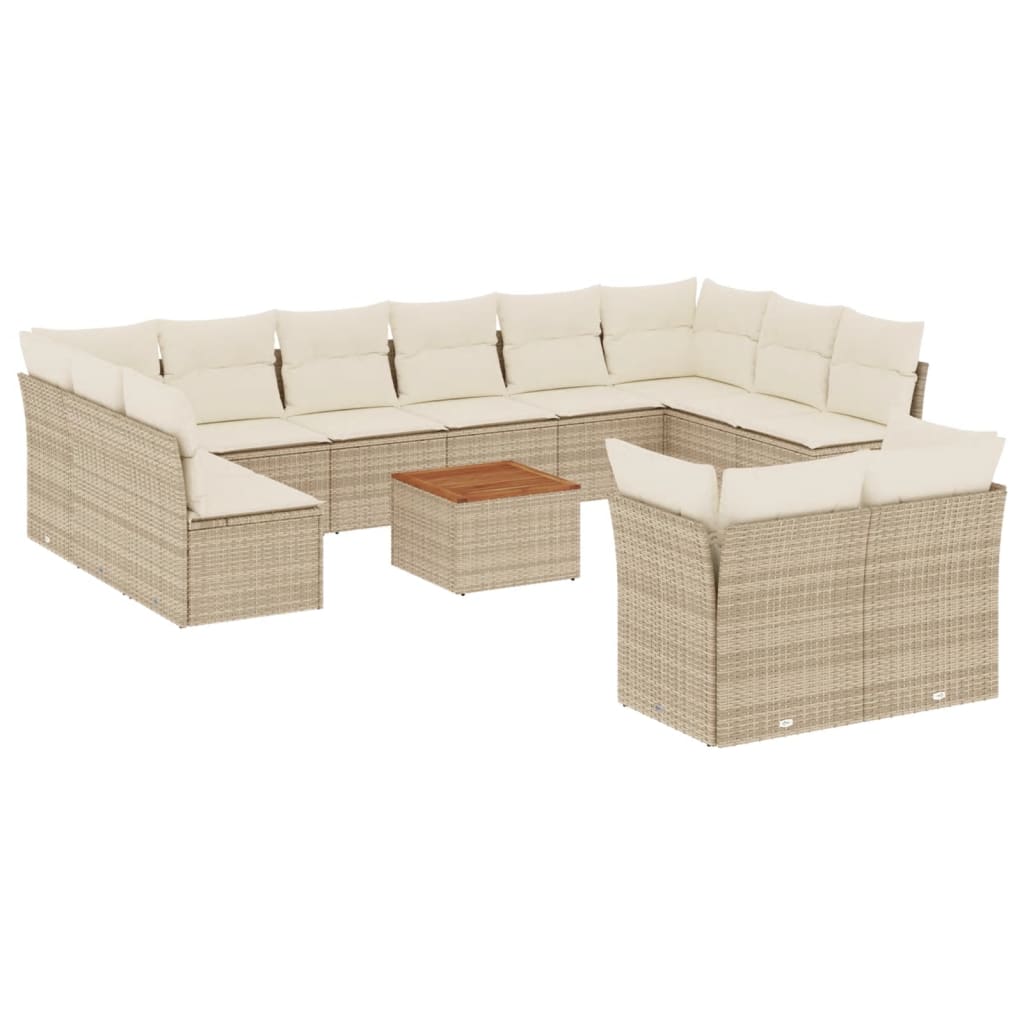 13-delige Loungeset met kussens poly rattan beige is nu te koop bij PeponiXL, paradijselijk wonen!