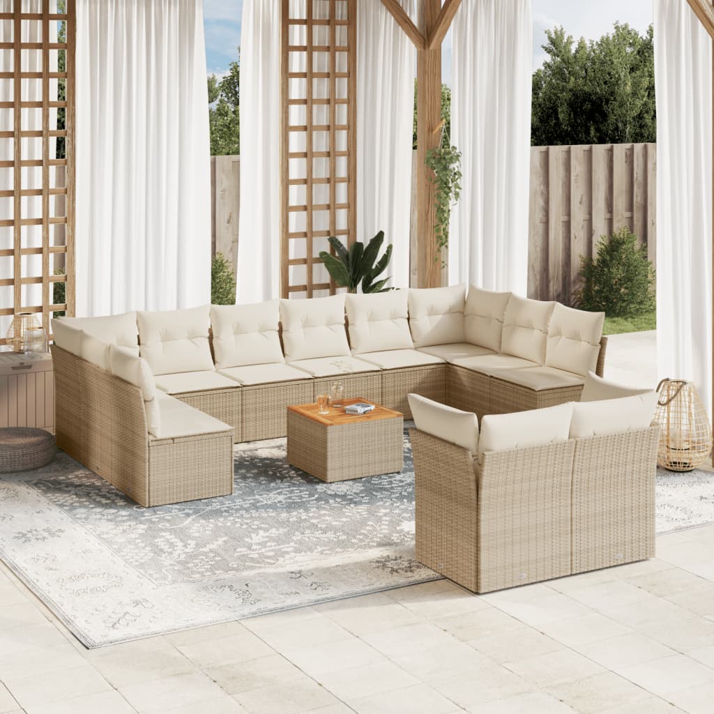 13-delige Loungeset met kussens poly rattan beige is nu te koop bij PeponiXL, paradijselijk wonen!