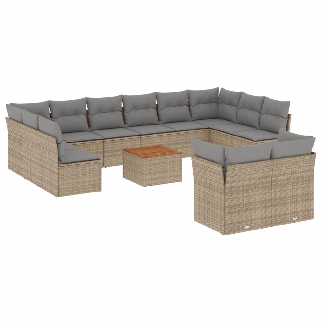 13-delige Loungeset met kussens poly rattan beige is nu te koop bij PeponiXL, paradijselijk wonen!