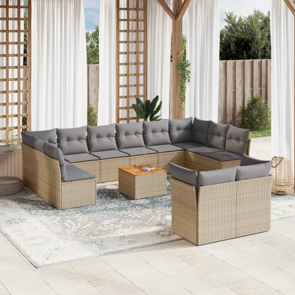 13-delige Loungeset met kussens poly rattan beige is nu te koop bij PeponiXL, paradijselijk wonen!