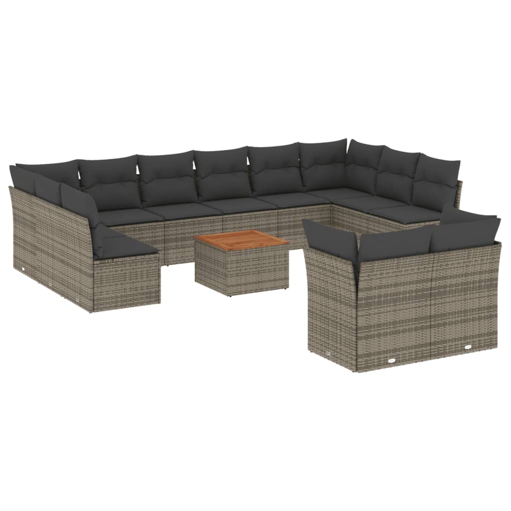 13-delige Loungeset met kussens poly rattan grijs is nu te koop bij PeponiXL, paradijselijk wonen!