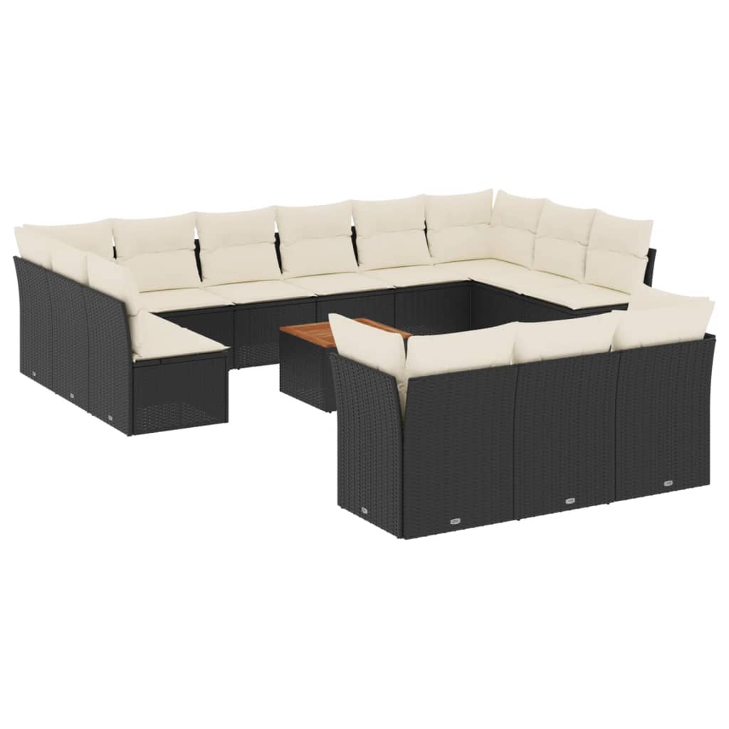 14-delige Loungeset met kussens poly rattan zwart is nu te koop bij PeponiXL, paradijselijk wonen!