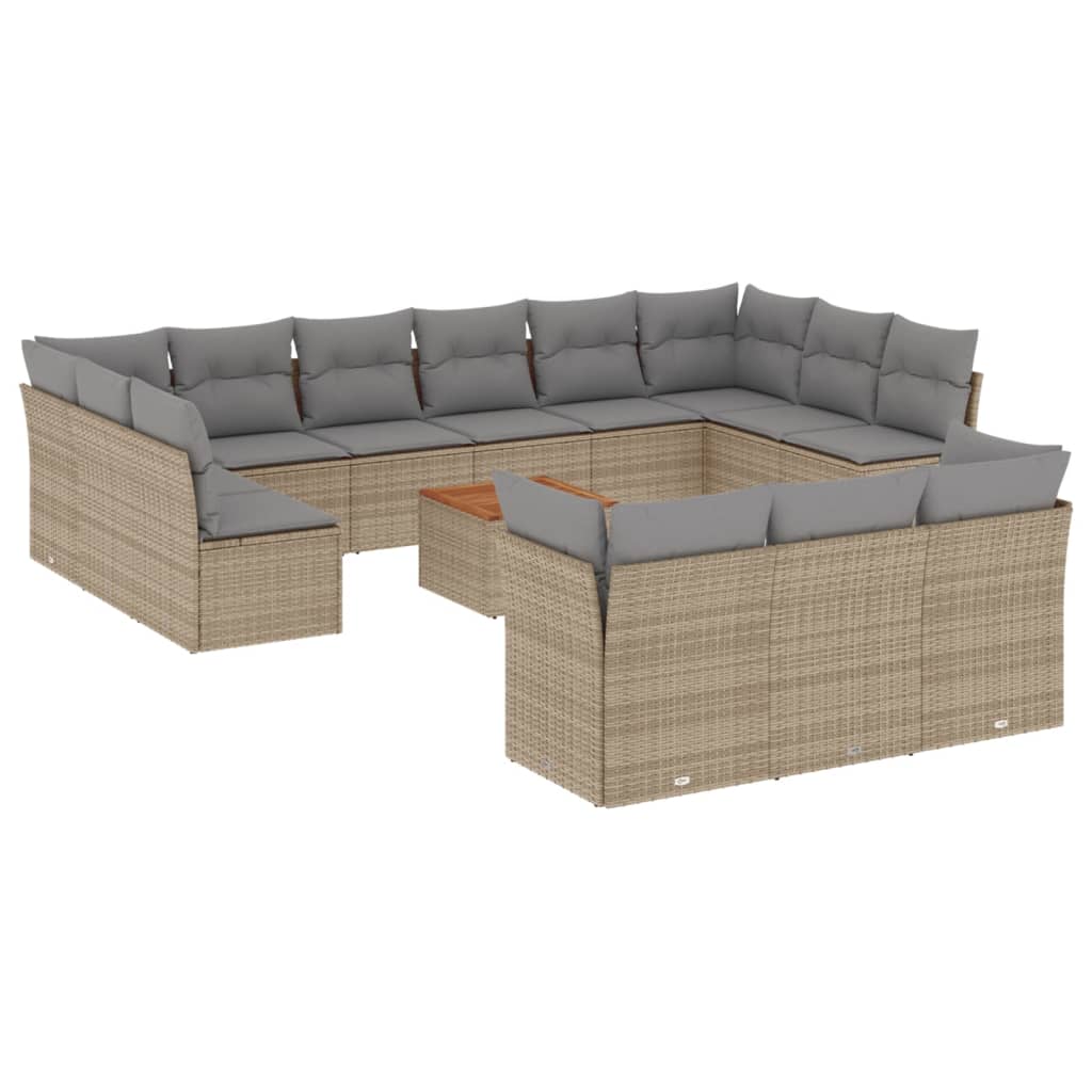14-delige Loungeset met kussens poly rattan beige is nu te koop bij PeponiXL, paradijselijk wonen!