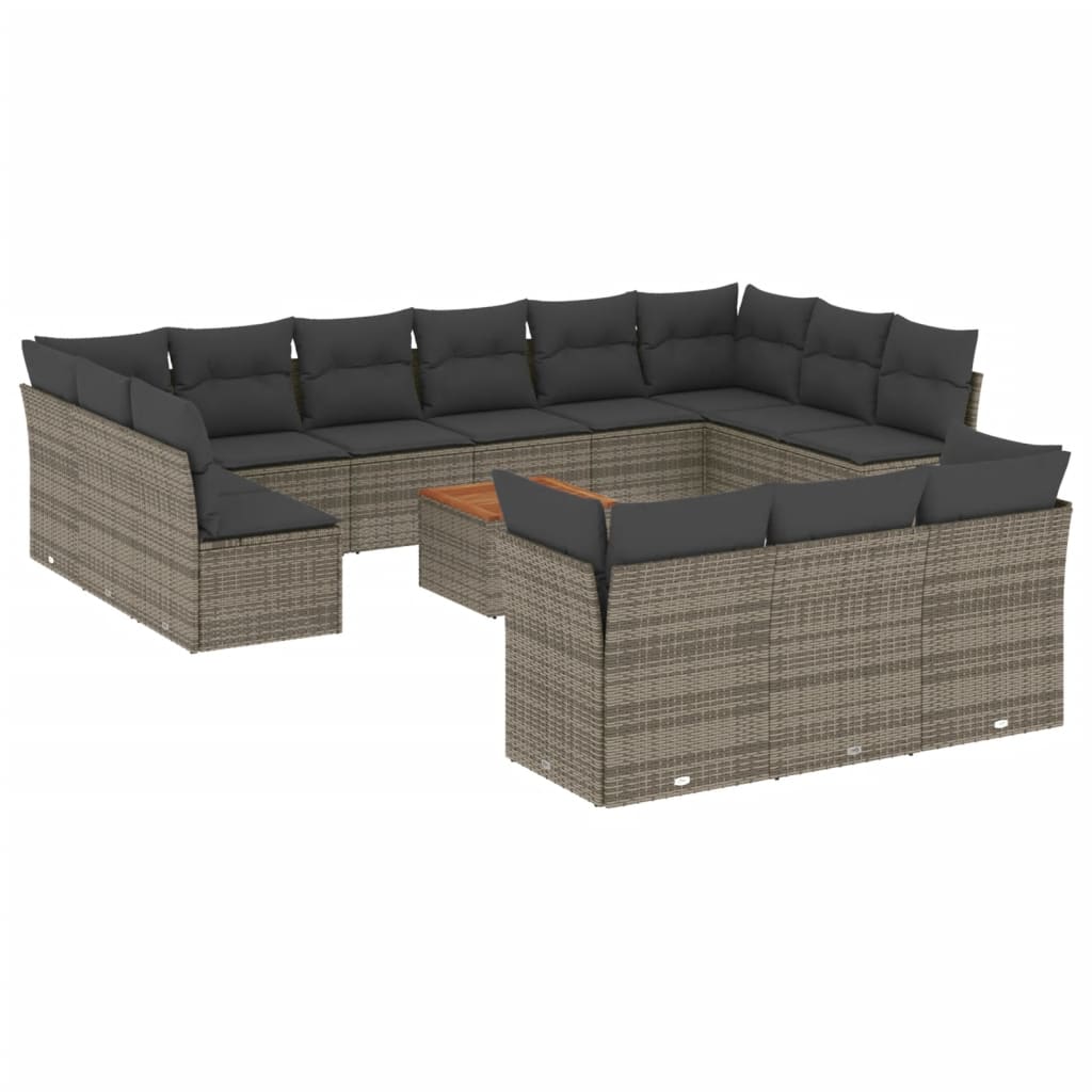 14-delige Loungeset met kussens poly rattan grijs is nu te koop bij PeponiXL, paradijselijk wonen!