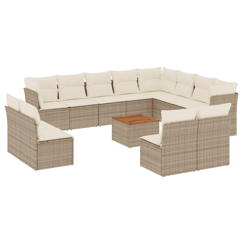 13-delige Loungeset met kussens poly rattan beige is nu te koop bij PeponiXL, paradijselijk wonen!