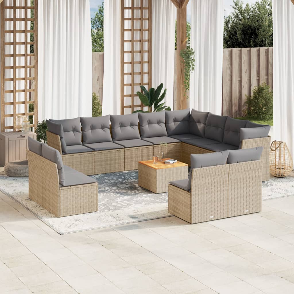 13-delige Loungeset met kussens poly rattan beige is nu te koop bij PeponiXL, paradijselijk wonen!