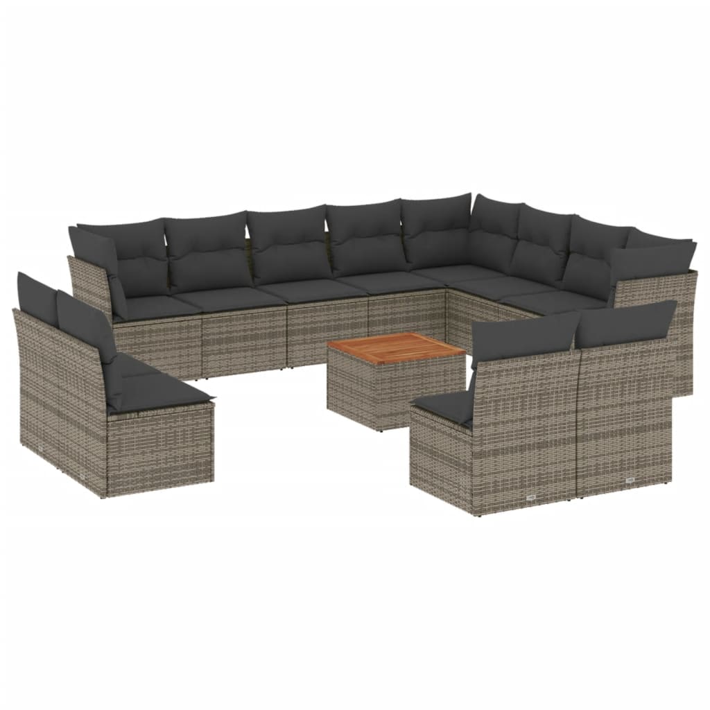 13-delige Loungeset met kussens poly rattan grijs is nu te koop bij PeponiXL, paradijselijk wonen!