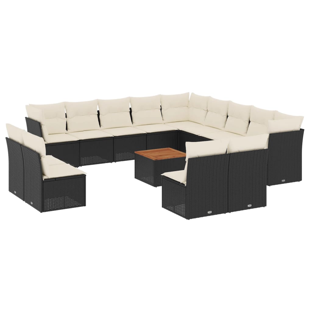 14-delige Loungeset met kussens poly rattan zwart is nu te koop bij PeponiXL, paradijselijk wonen!