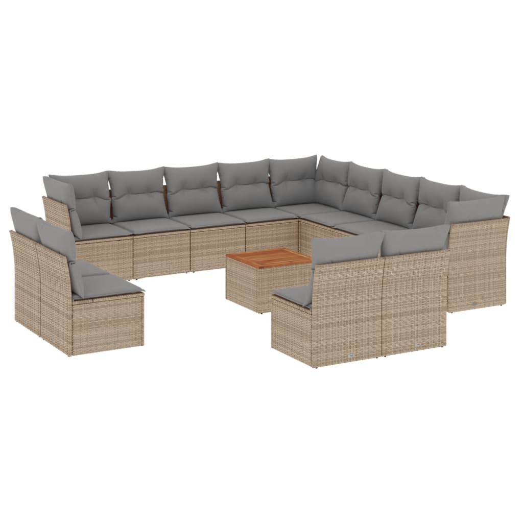 14-delige Loungeset met kussens poly rattan beige is nu te koop bij PeponiXL, paradijselijk wonen!