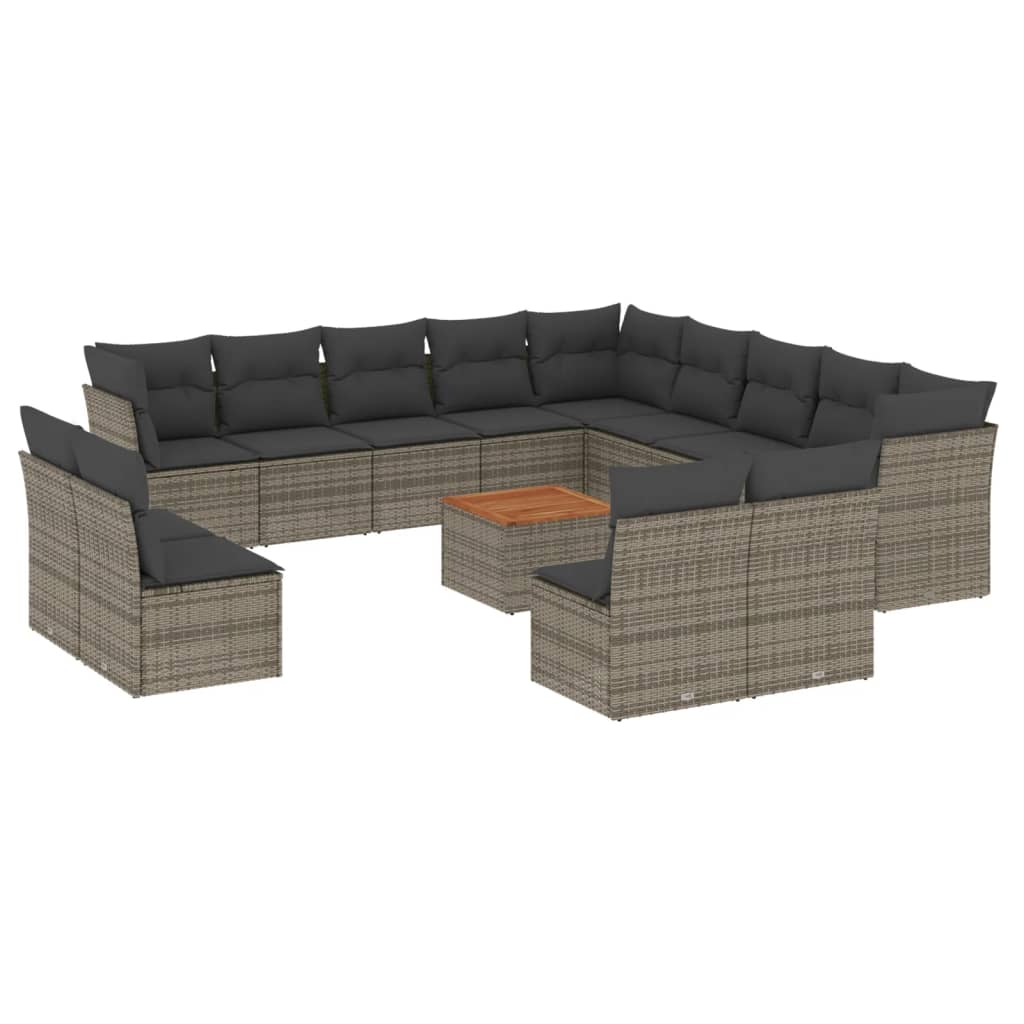 14-delige Loungeset met kussens poly rattan grijs is nu te koop bij PeponiXL, paradijselijk wonen!