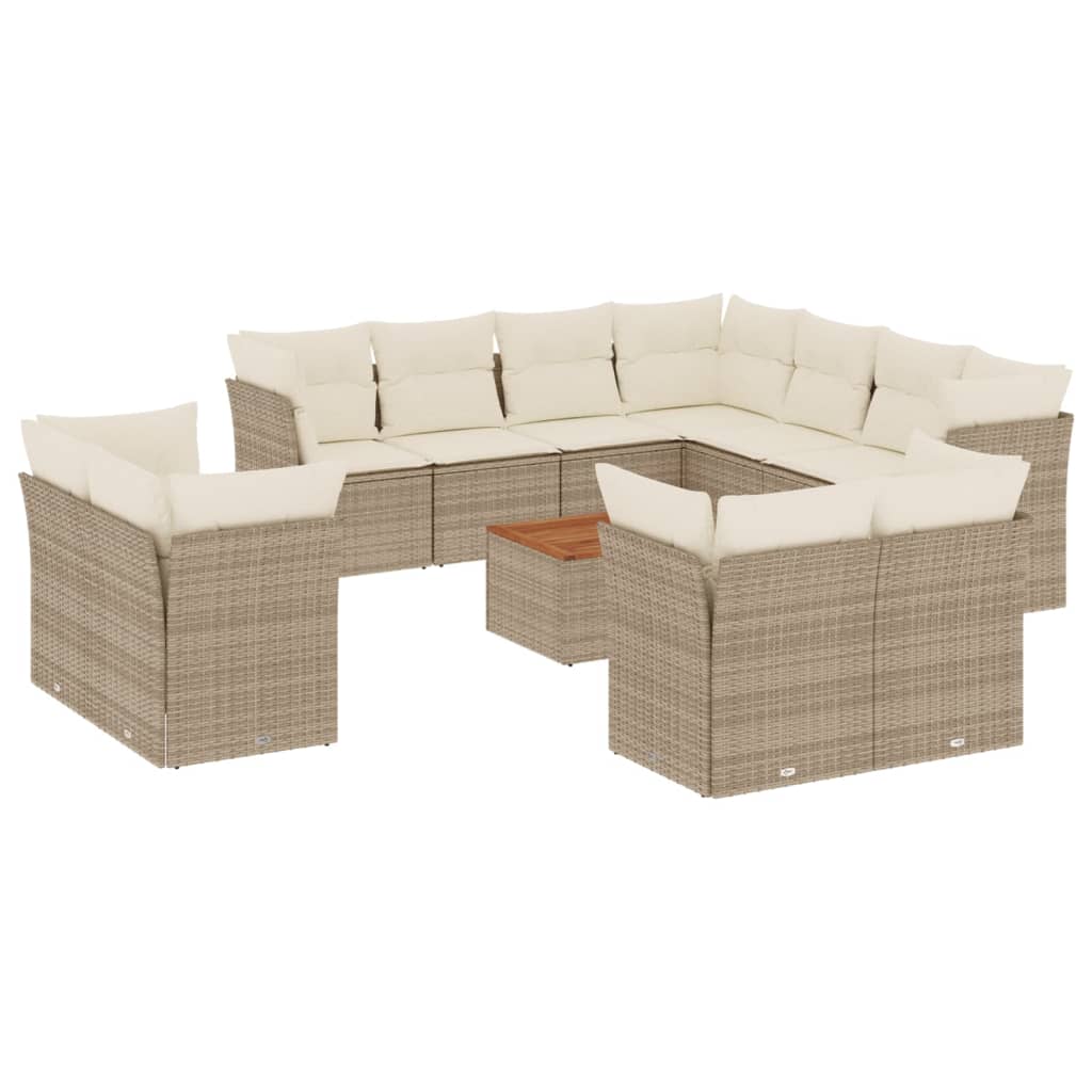 12-delige Loungeset met kussens poly rattan beige is nu te koop bij PeponiXL, paradijselijk wonen!