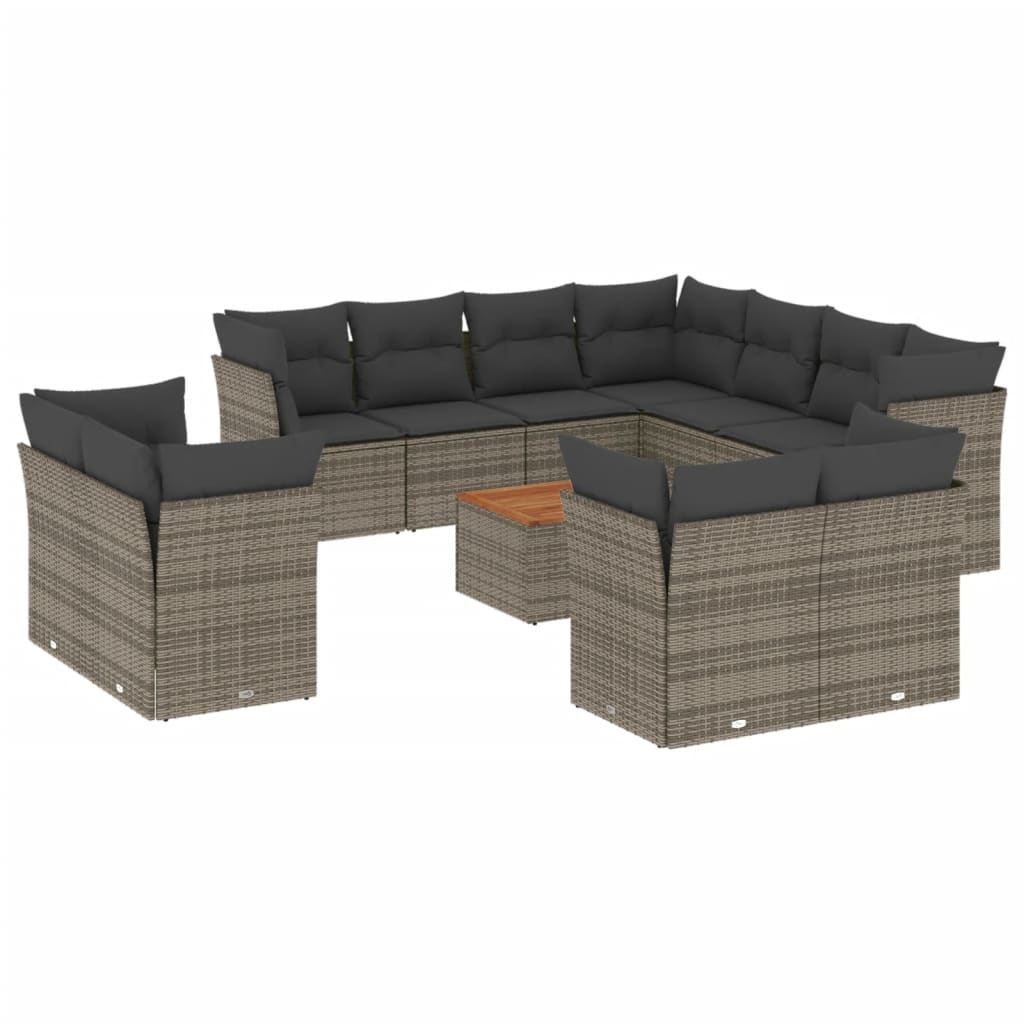 12-delige Loungeset met kussens poly rattan grijs is nu te koop bij PeponiXL, paradijselijk wonen!