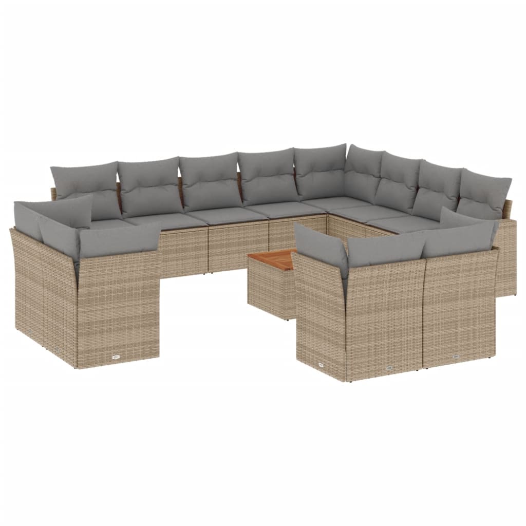 13-delige Loungeset met kussens poly rattan beige is nu te koop bij PeponiXL, paradijselijk wonen!