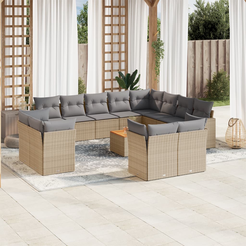 13-delige Loungeset met kussens poly rattan beige is nu te koop bij PeponiXL, paradijselijk wonen!