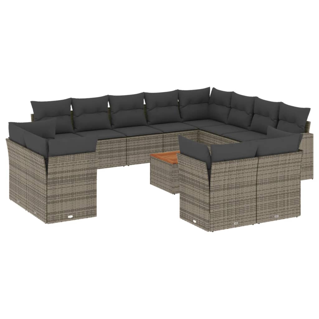 13-delige Loungeset met kussens poly rattan grijs is nu te koop bij PeponiXL, paradijselijk wonen!