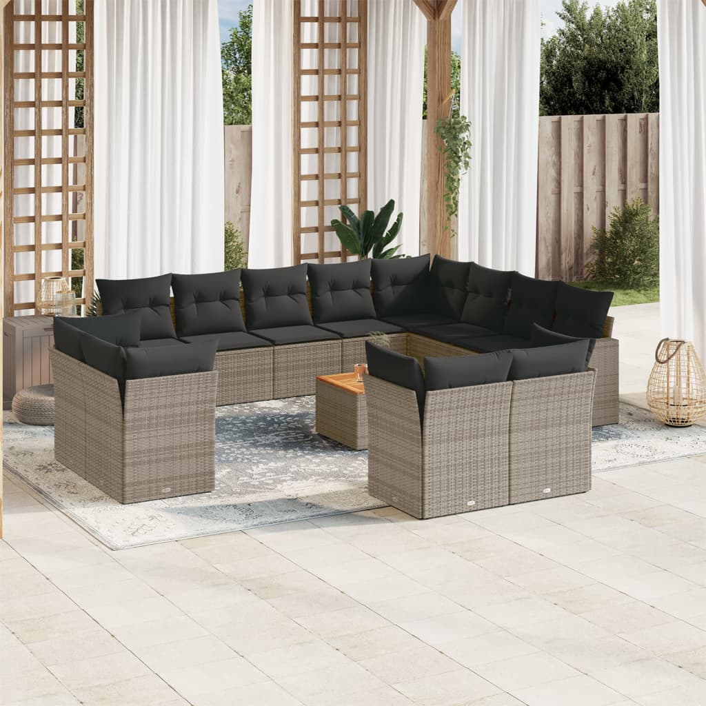 13-delige Loungeset met kussens poly rattan grijs is nu te koop bij PeponiXL, paradijselijk wonen!