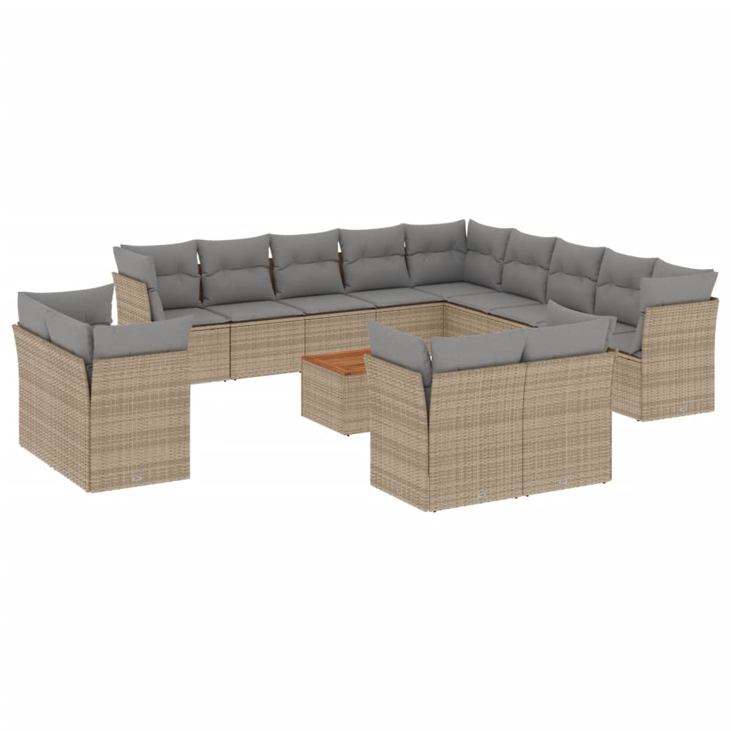 14-delige Loungeset met kussens poly rattan beige is nu te koop bij PeponiXL, paradijselijk wonen!