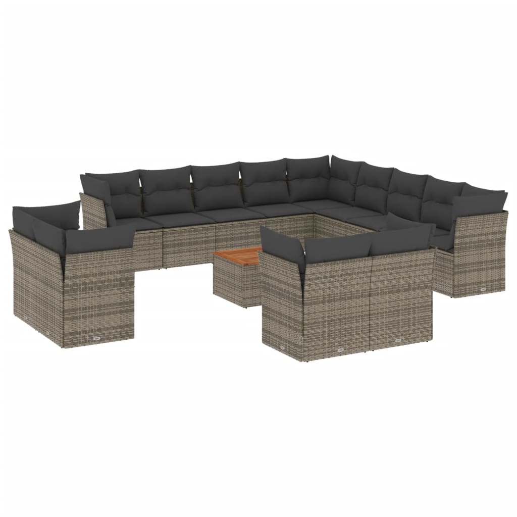 14-delige Loungeset met kussens poly rattan grijs is nu te koop bij PeponiXL, paradijselijk wonen!