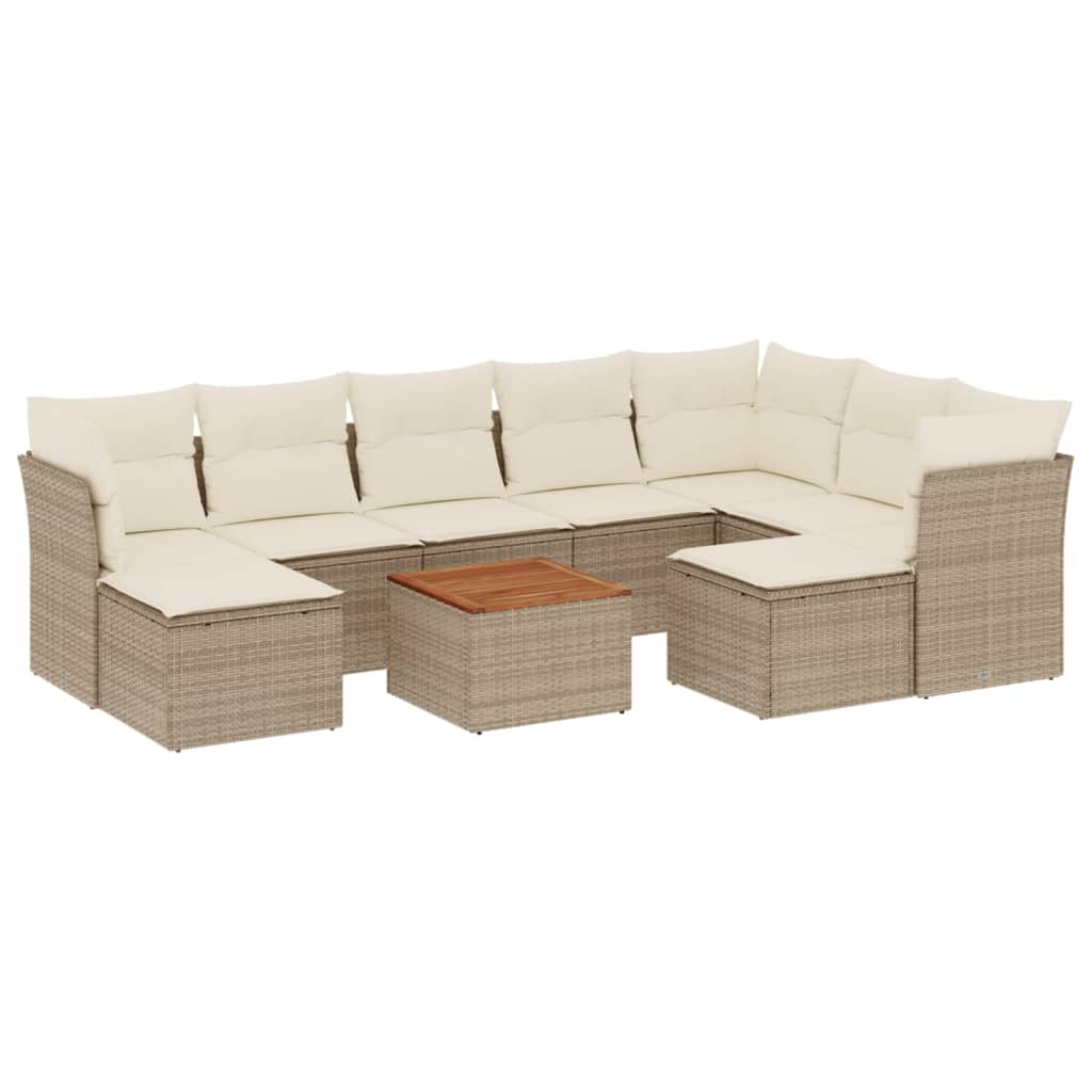10-delige Loungeset met kussens poly rattan beige is nu te koop bij PeponiXL, paradijselijk wonen!