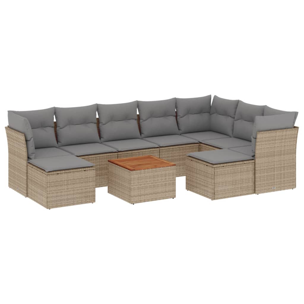 10-delige Loungeset met kussens poly rattan beige is nu te koop bij PeponiXL, paradijselijk wonen!