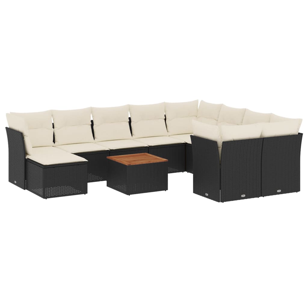 11-delige Loungeset met kussens poly rattan zwart is nu te koop bij PeponiXL, paradijselijk wonen!
