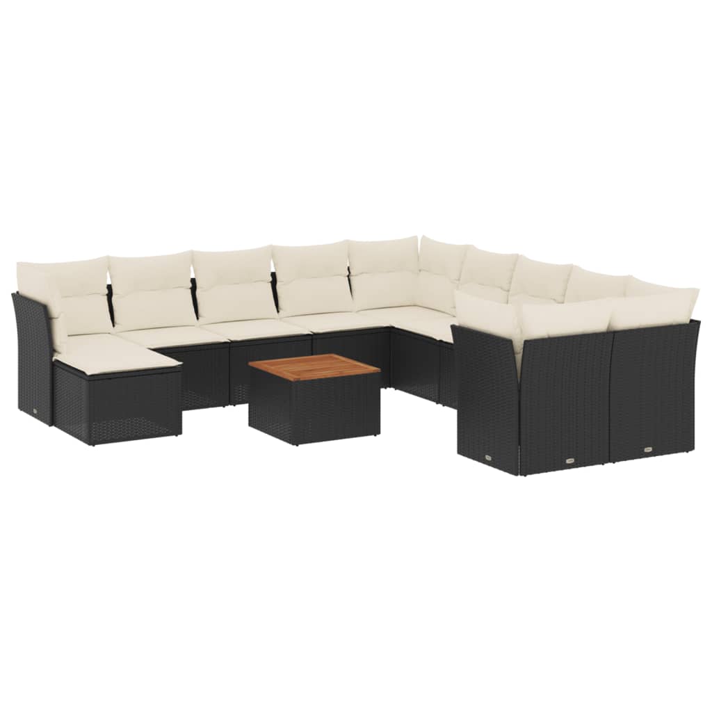12-delige Loungeset met kussens poly rattan zwart is nu te koop bij PeponiXL, paradijselijk wonen!