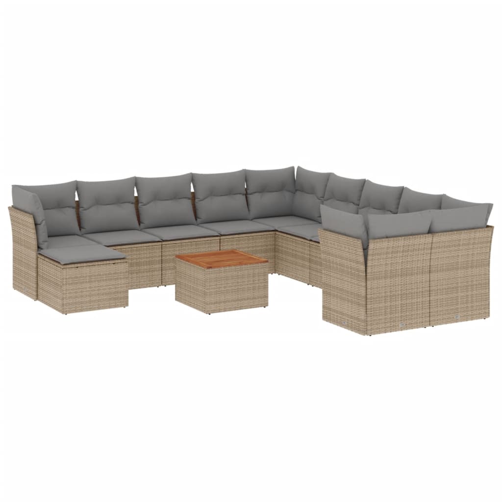 12-delige Loungeset met kussens poly rattan beige is nu te koop bij PeponiXL, paradijselijk wonen!