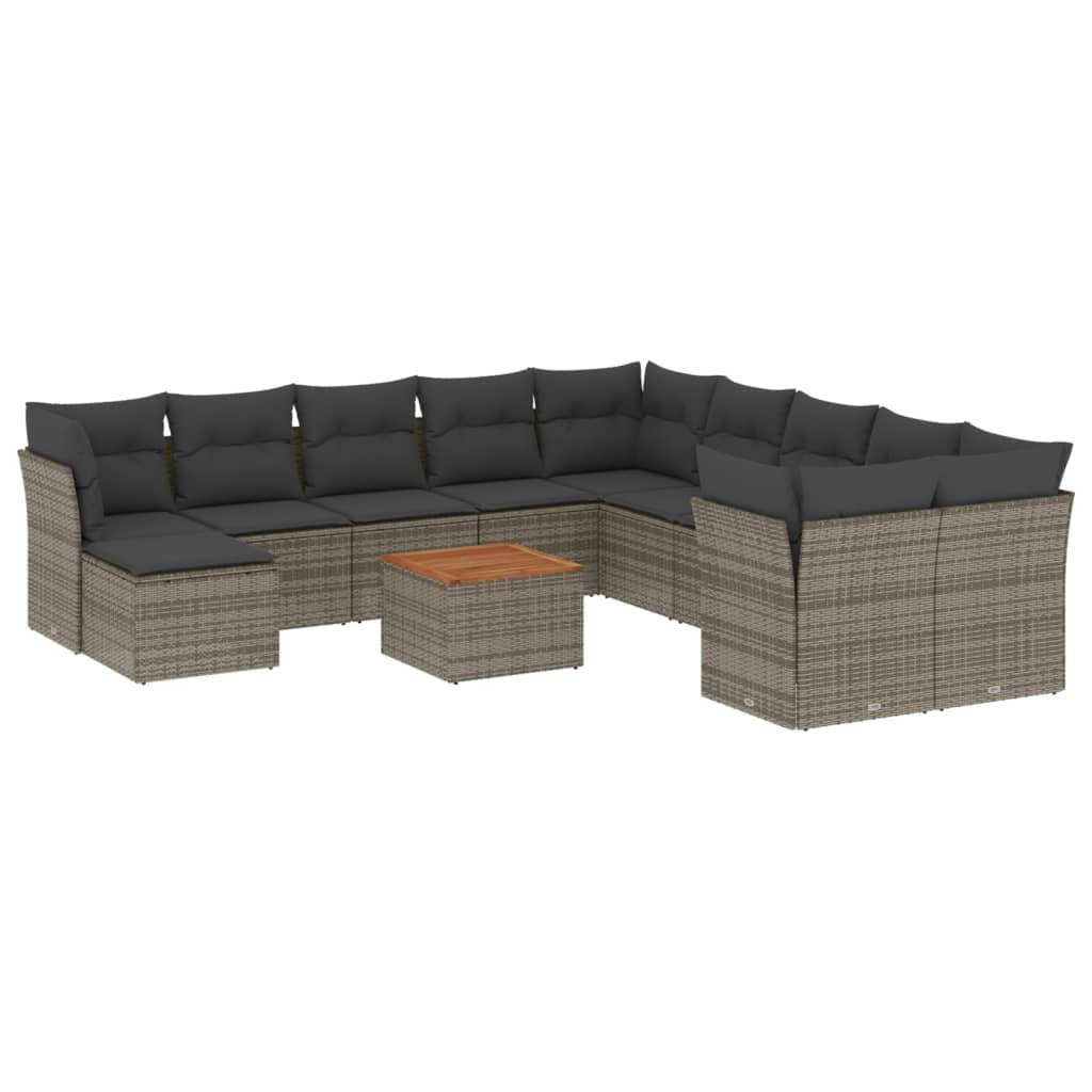 12-delige Loungeset met kussens poly rattan grijs is nu te koop bij PeponiXL, paradijselijk wonen!