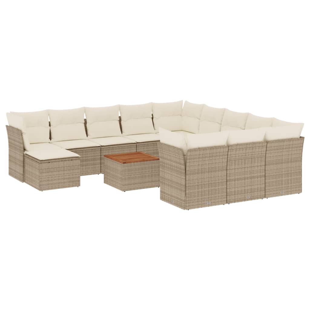 13-delige Loungeset met kussens poly rattan beige is nu te koop bij PeponiXL, paradijselijk wonen!