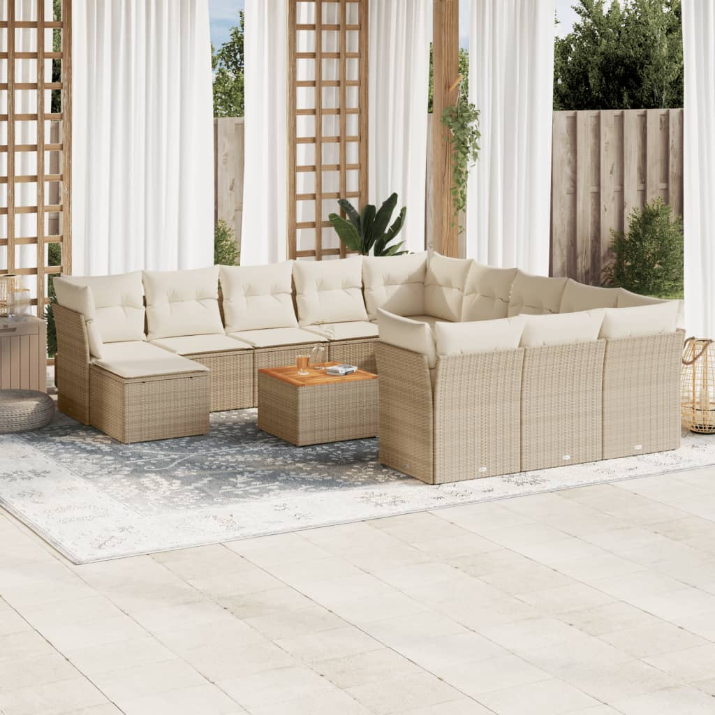 13-delige Loungeset met kussens poly rattan beige is nu te koop bij PeponiXL, paradijselijk wonen!