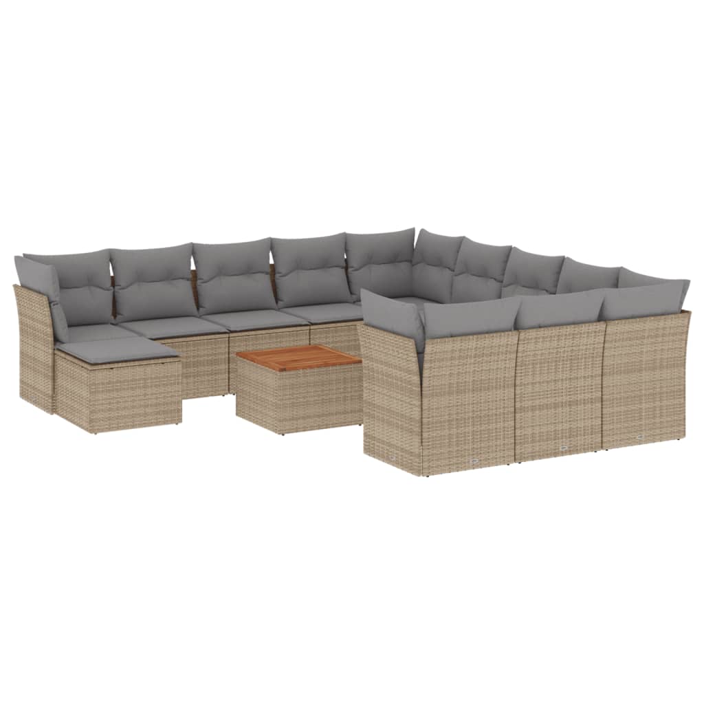13-delige Loungeset met kussens poly rattan beige is nu te koop bij PeponiXL, paradijselijk wonen!